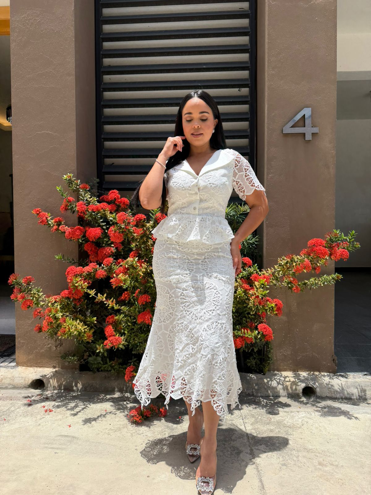 Midi White Dress Crochet