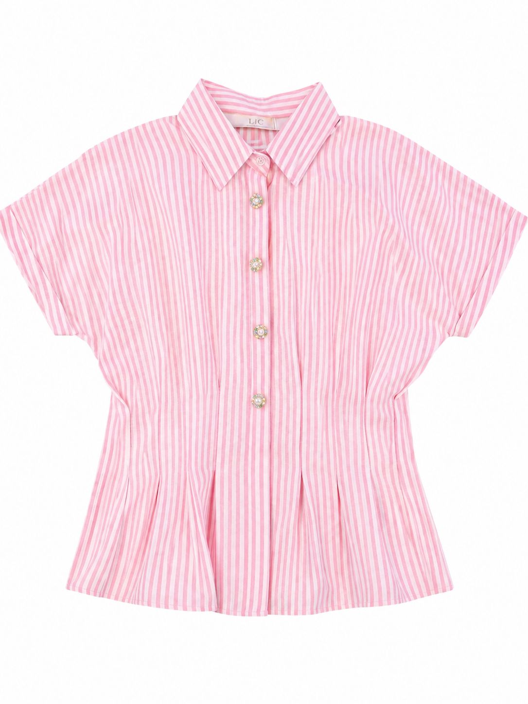CAMISA DE RAYAS CON BOTONES DE FLORES