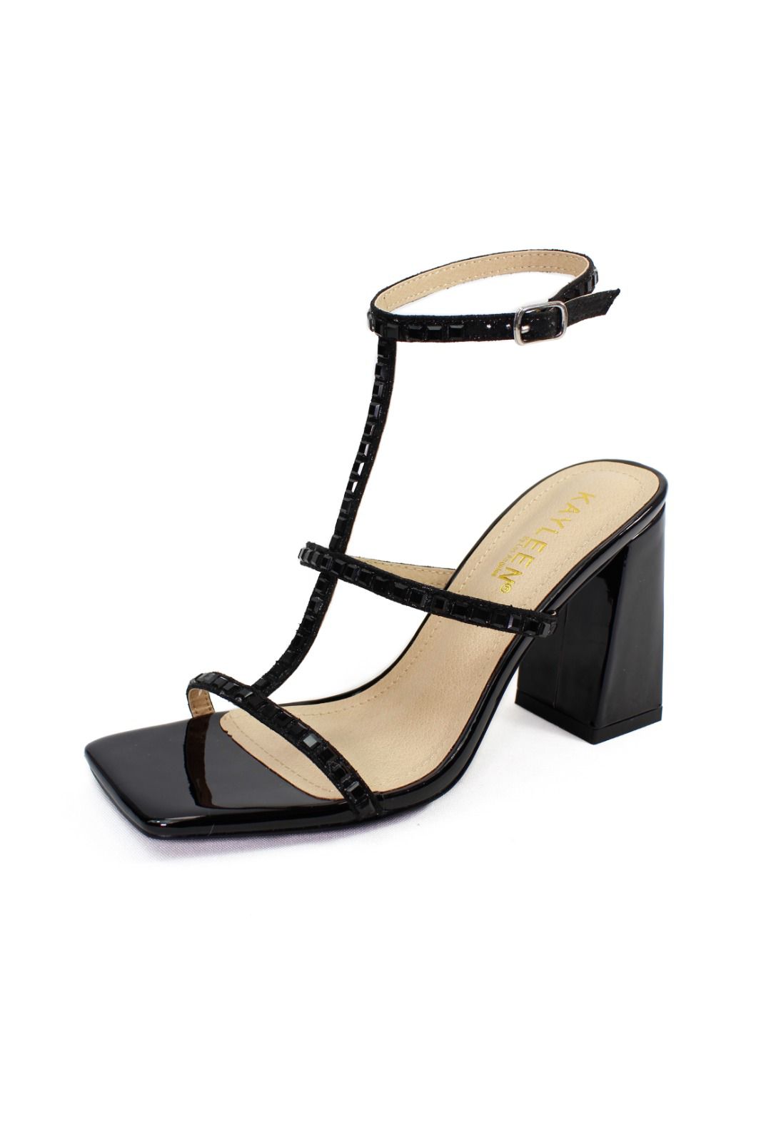 ZAPATILLA TACON CUADRADO NEGRO