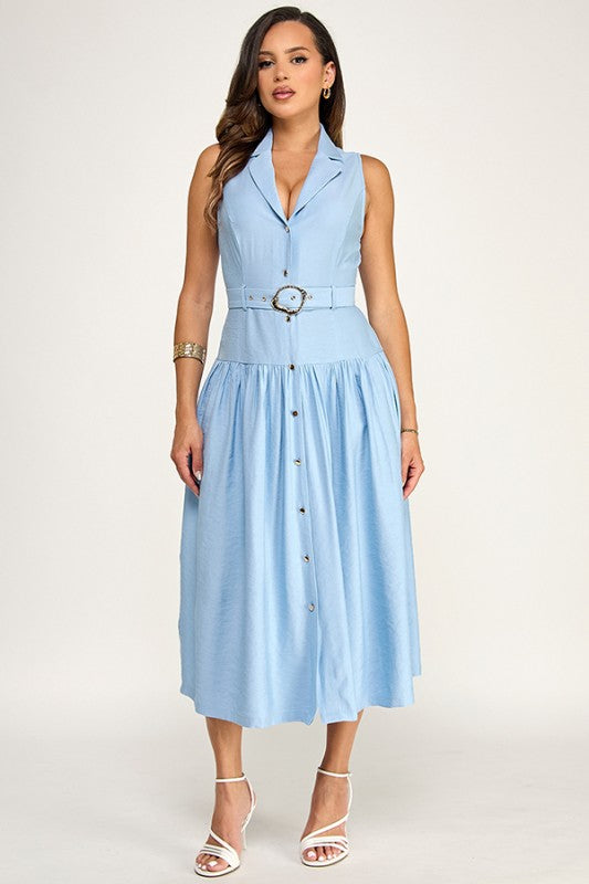 VESTIDO MIDI CON CINTURON