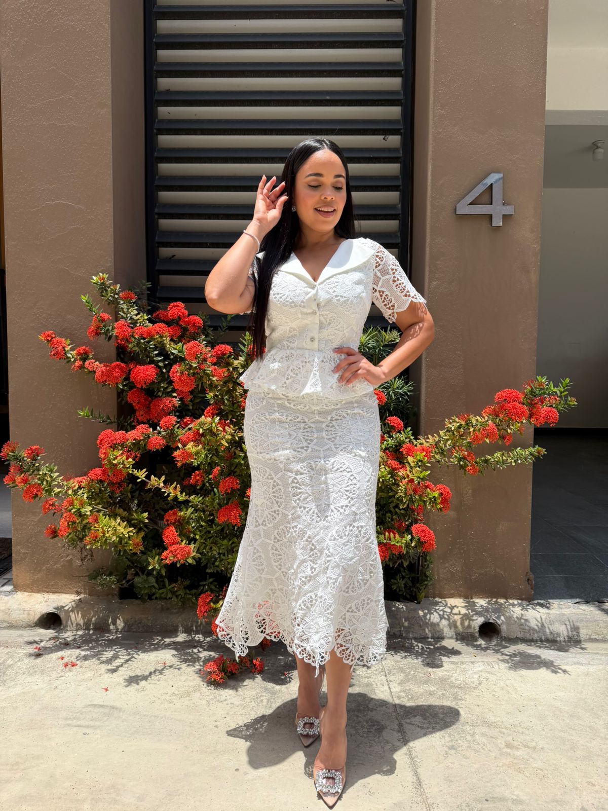 Midi White Dress Crochet