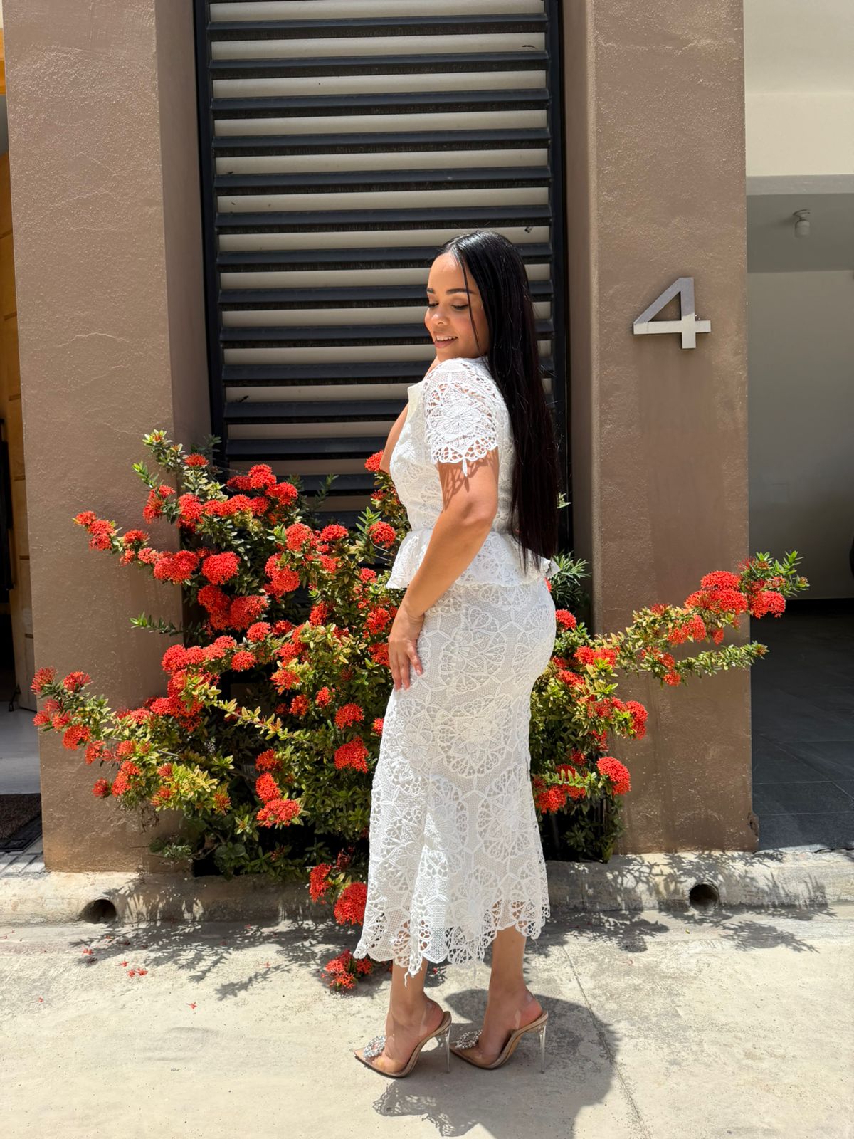 Midi White Dress Crochet