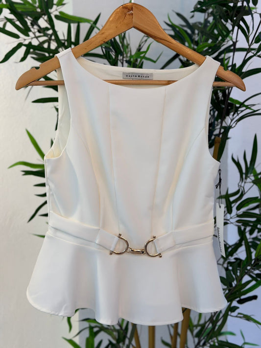 BLUSA BLANCA CON DETALLE DORADO