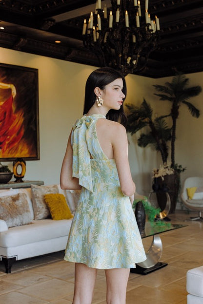 Vibrant Floral Jacquard Halter